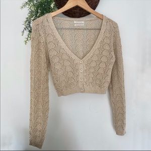 Urban Outfitters beige pointelle knit cardigan, S